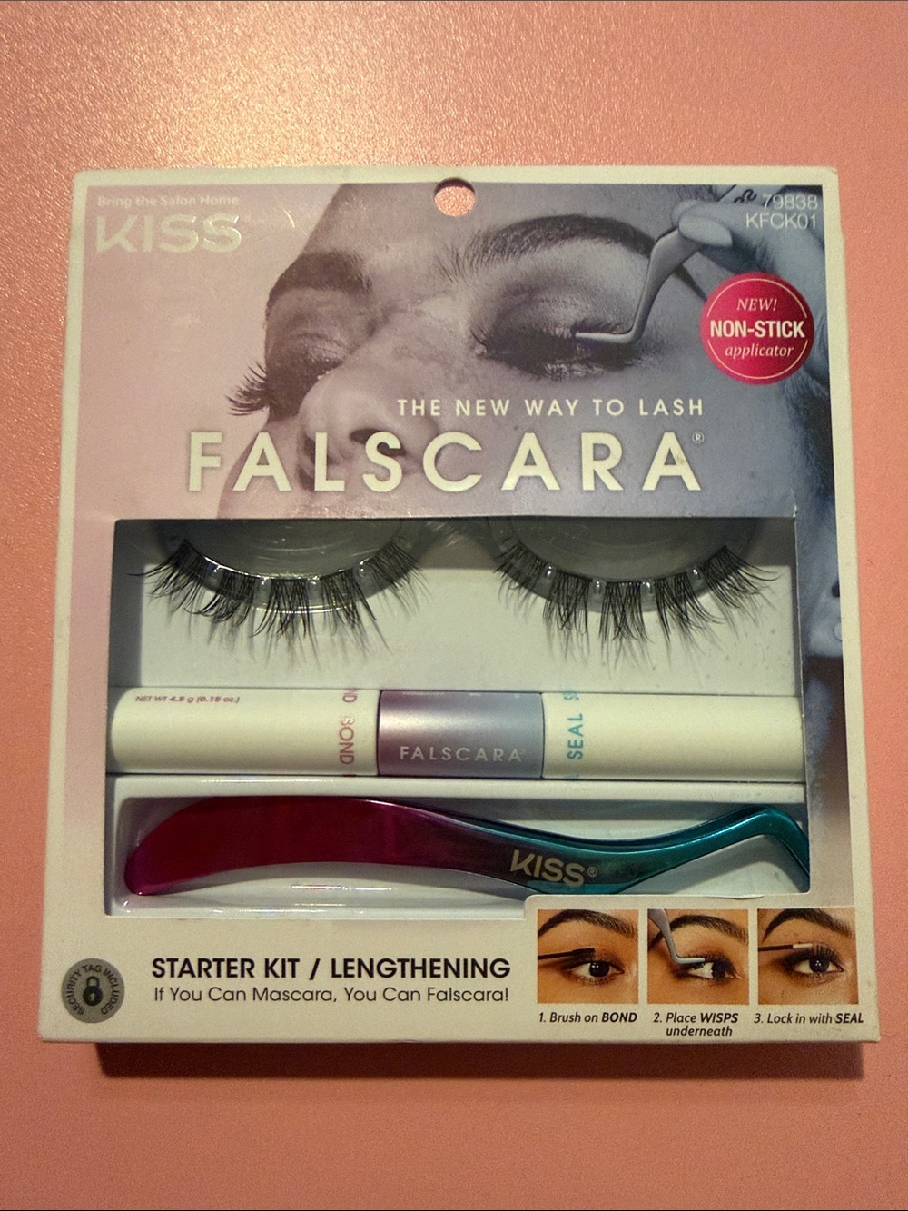 Kiss Falscara Starter Kit - Pink & Teal Metallic Applicator